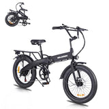 Folding Electric Bike for Adults, 20??3.0 Fat Tire Electric Bicycle, 374.4Wh Battery Ebike, 20MPH Electric Cargo Bike with LCD Color Display & 6 Speed Gears (Fits for 5’0+)